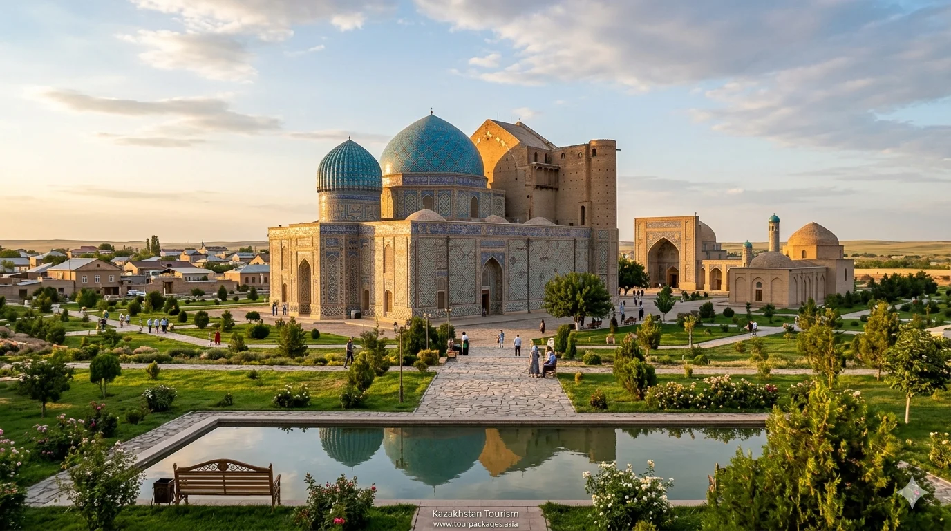 Kazakhstan travel guide Indian tourists 2026 — Almaty mountain backdrop, Charyn Canyon and Astana skyline