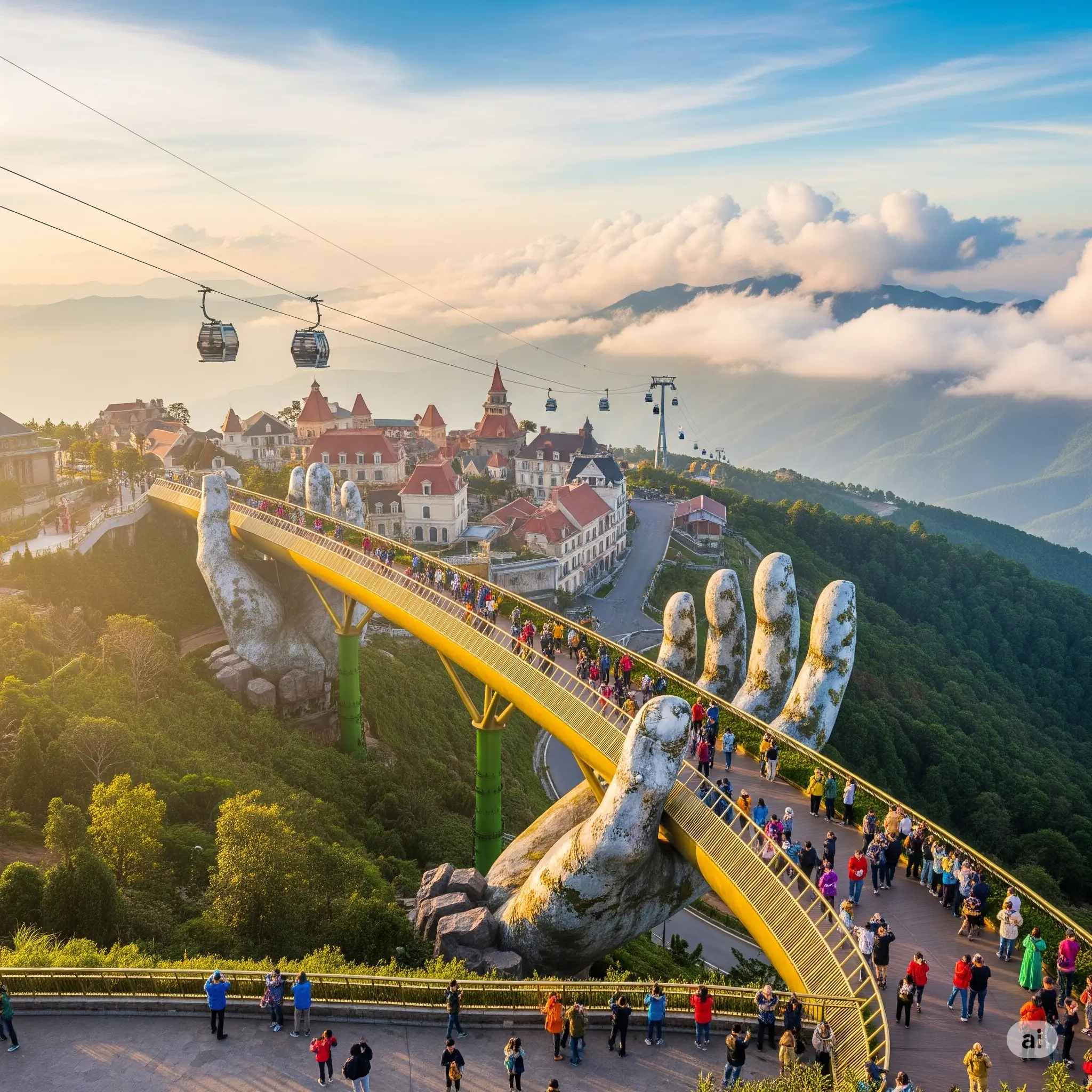 A panoramic view of the Golden Bridge at Ba Na Hills