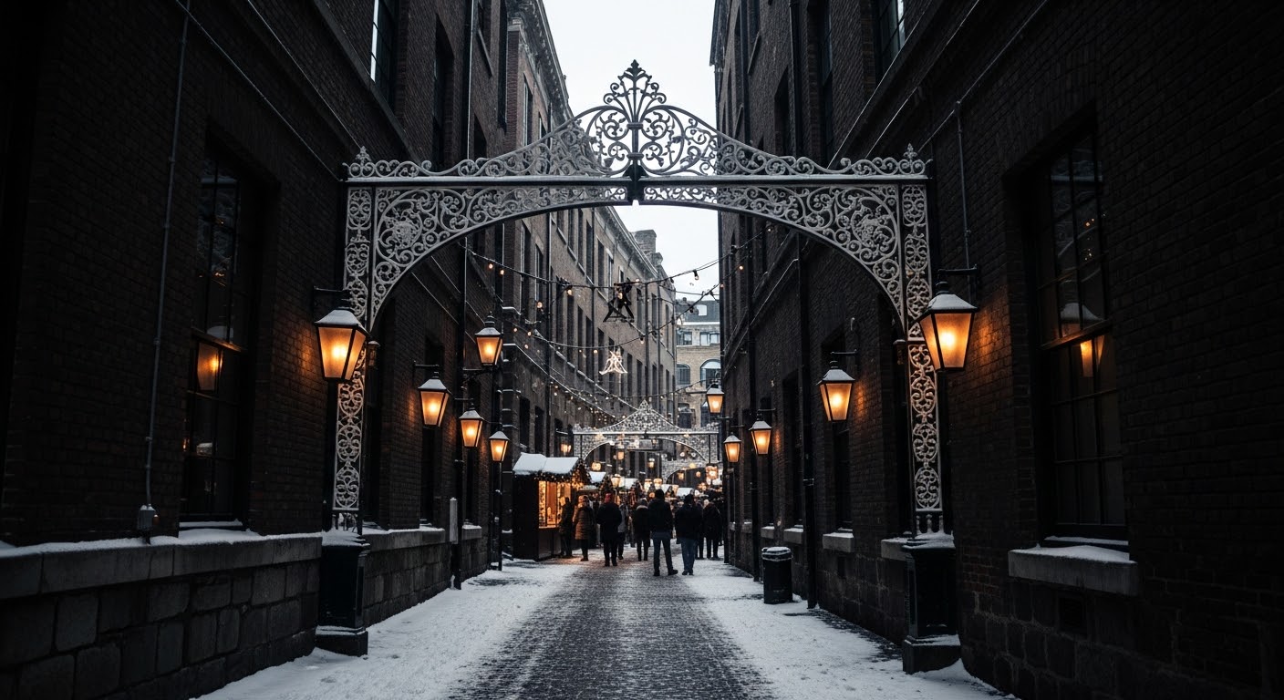 PLACEHOLDER 5: Close-up detail of hand-painted wooden toys and glass ornaments on a market stall shelf.