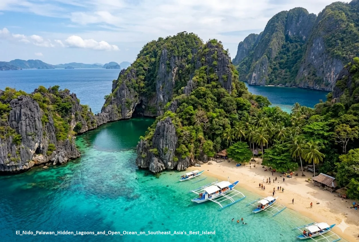 El Nido island hopping Philippines turquoise lagoon limestone cliffs
