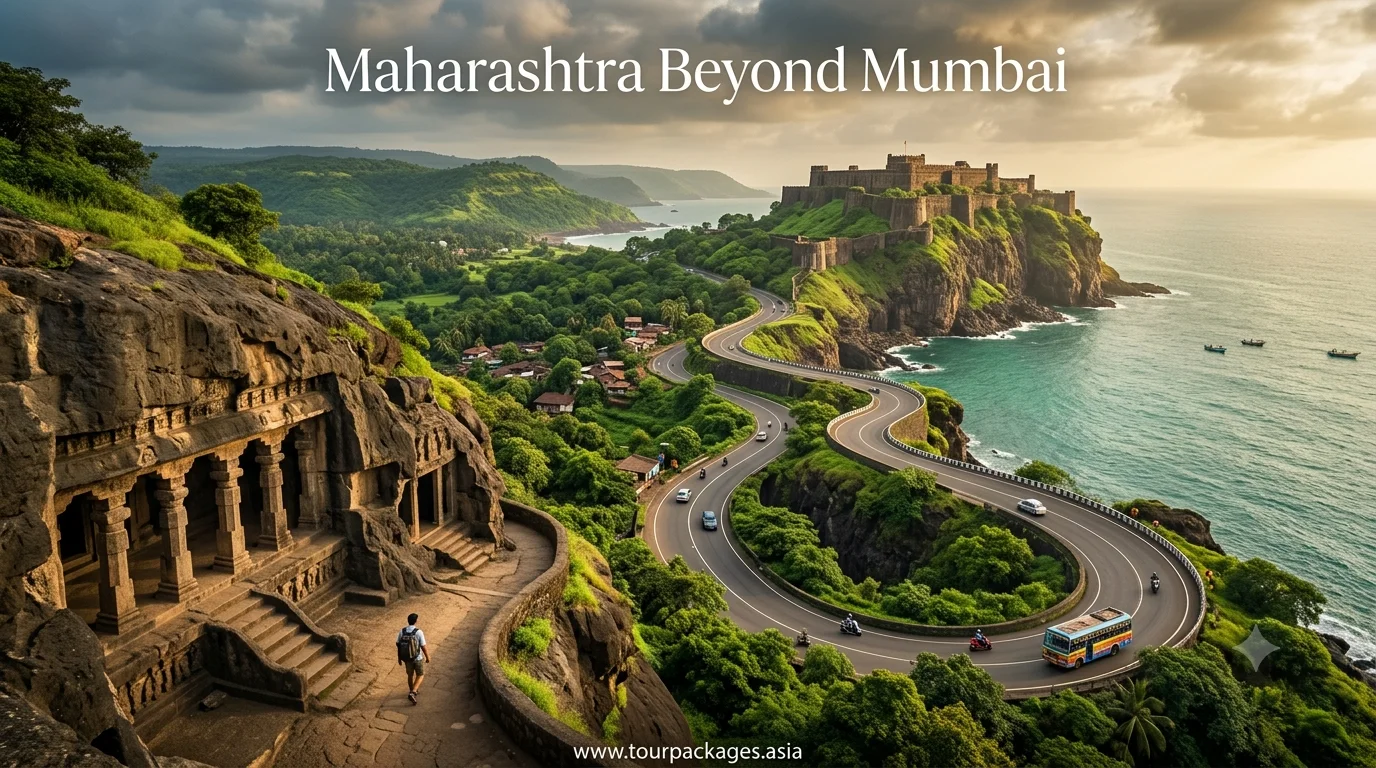 Maharashtra beyond Mumbai — Ajanta cave paintings, Konkan coast and Sahyadri fort landscapes