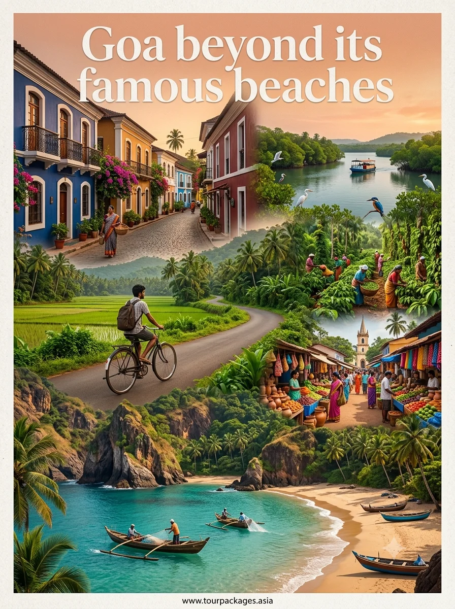 Goa's hidden interior — laterite roads, Portuguese heritage houses and quiet village life beyond the beaches